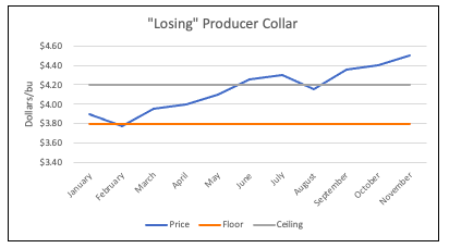 Losing producer collar hedge outcome
